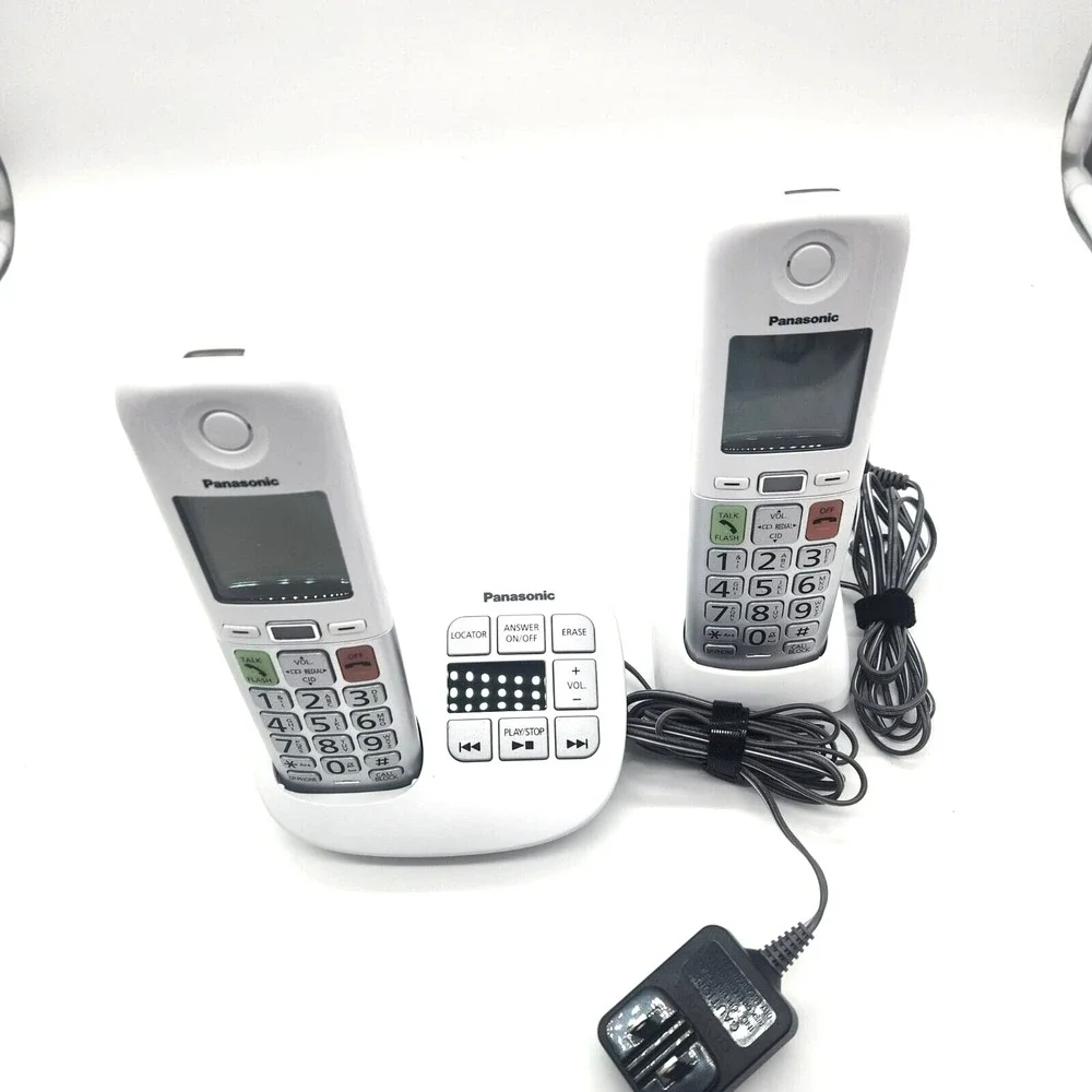 Panasonic Cordless 2 Phone  Large Display & Big Buttons Caller ID‎ KX-TGU432W
